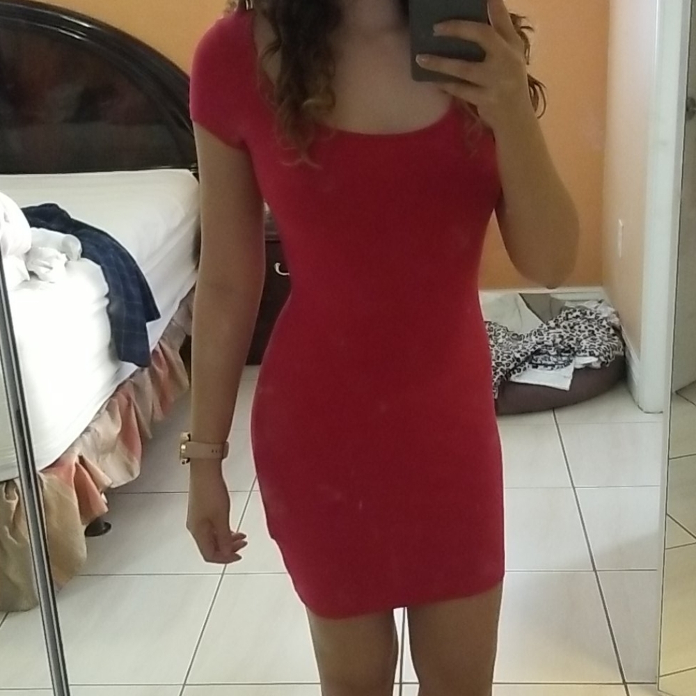 HnM hot pink shirt dress